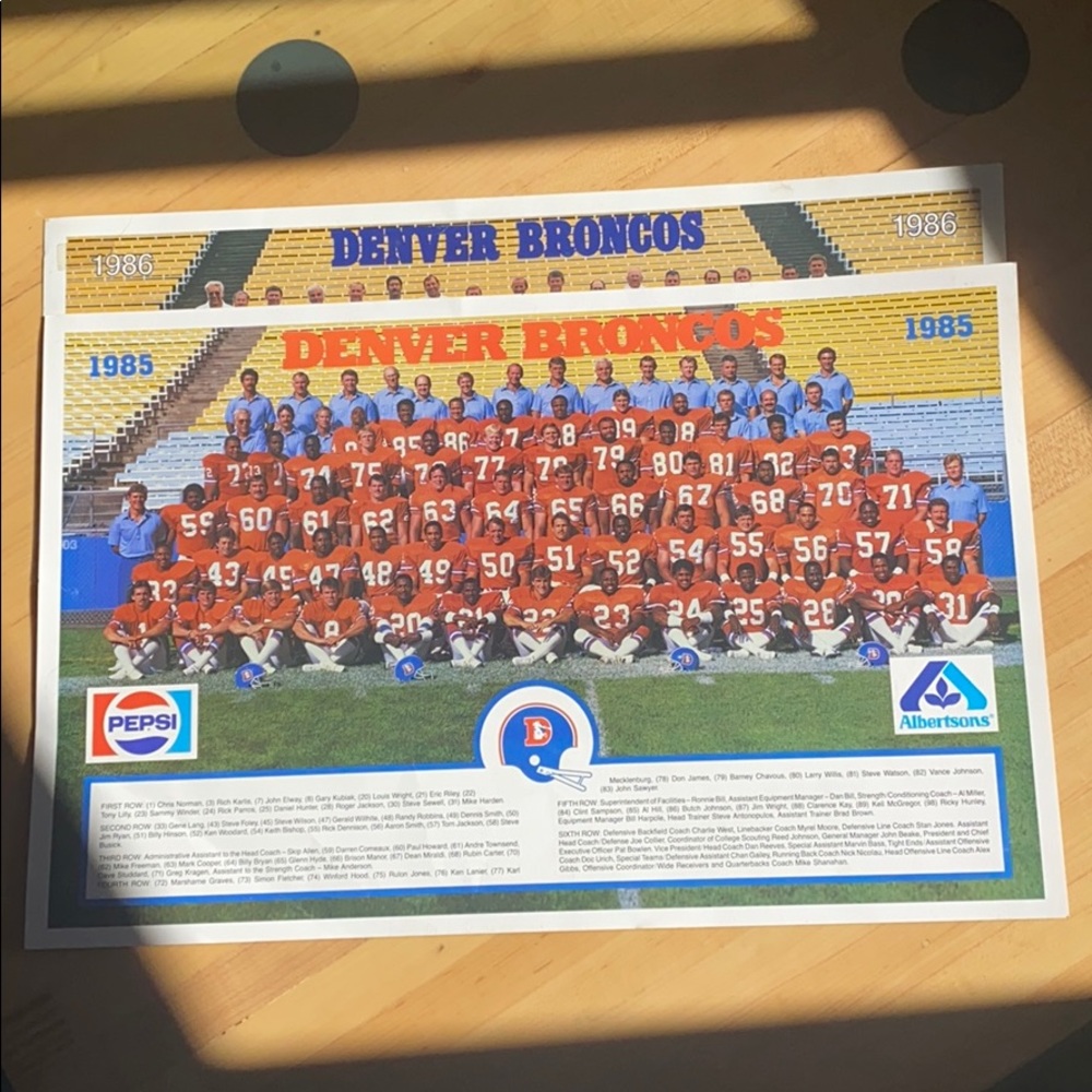 Vintage 1985 & 1986 Denver Broncos Team Photo
